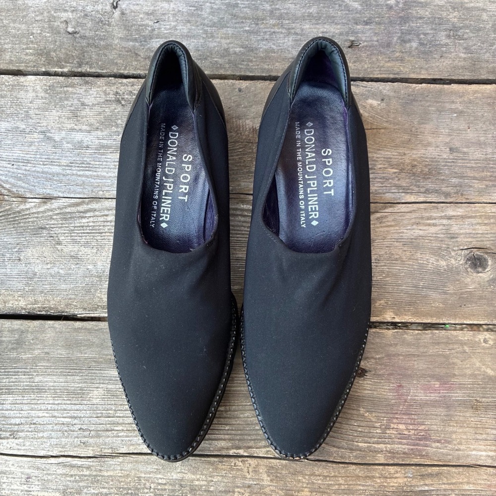 Donald J Pliner Sport Darsi Black Stretch Wedge SlipOn Loafers 6.5 Made In Italy - Picture 8 of 8